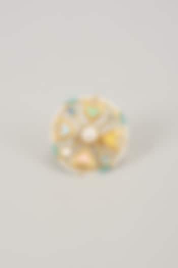 Gold Finish Swarovski Enameled Ring by Bauble Bazaar at Pernia's Pop Up Shop