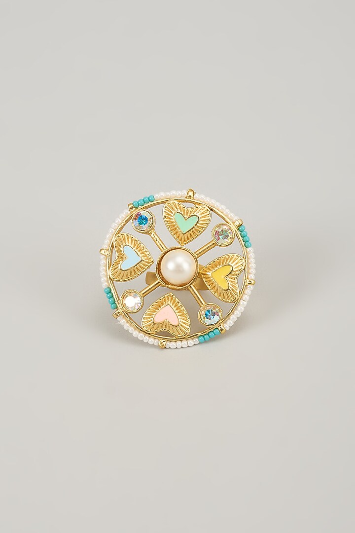 Gold Finish Swarovski Enameled Ring by Bauble Bazaar at Pernia's Pop Up Shop