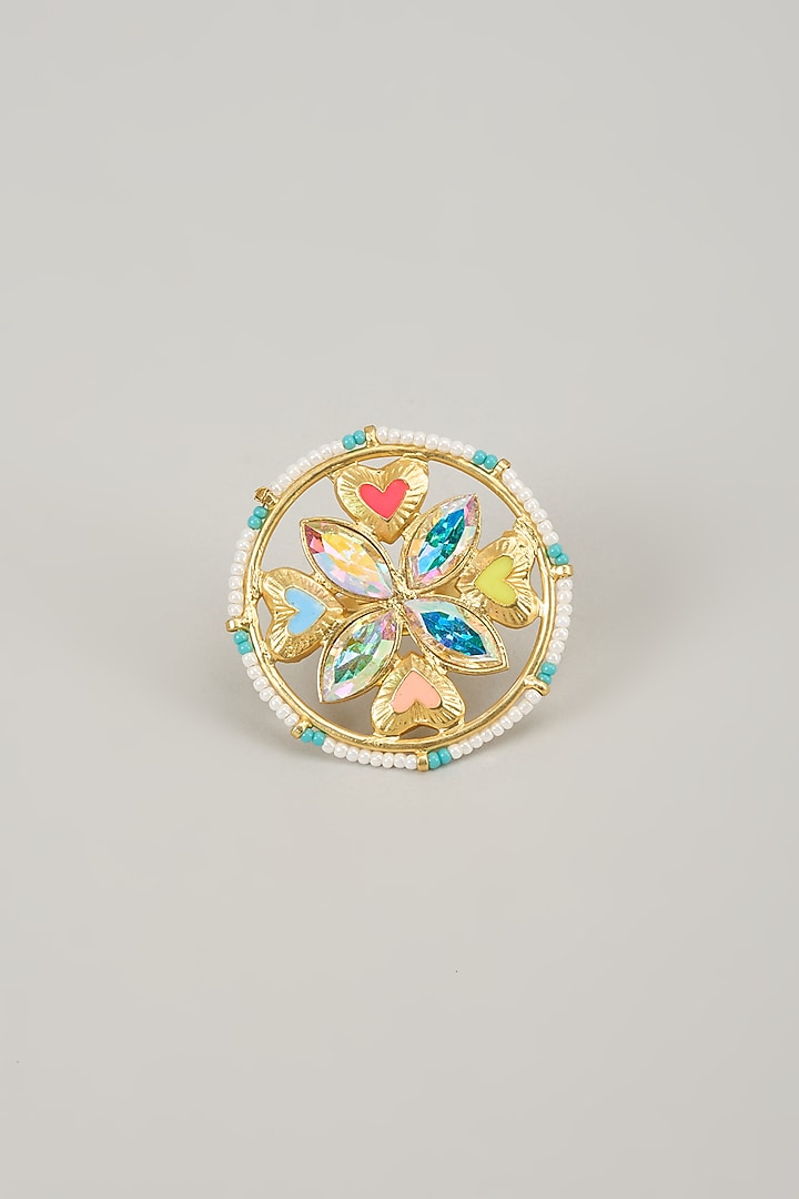 Gold Finish Swarovski Enameled Ring by Bauble Bazaar at Pernia's Pop Up Shop