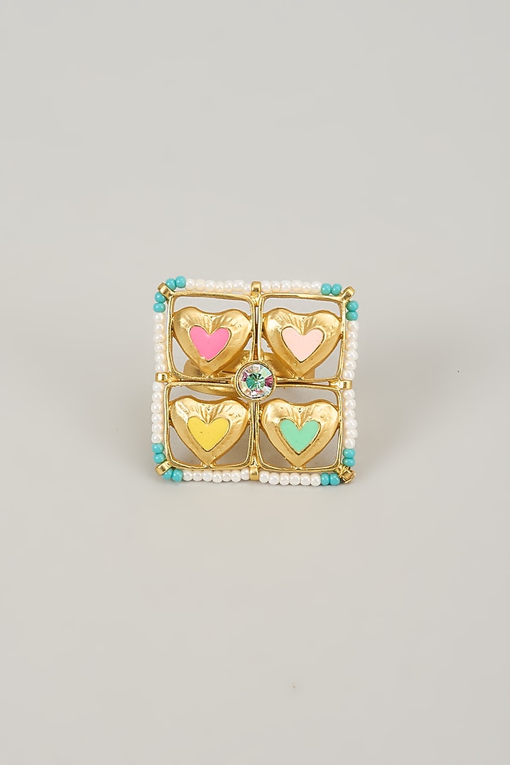 Gold Finish Swarovski Enameled Ring by Bauble Bazaar at Pernia's Pop Up Shop