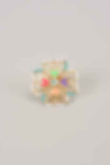 Gold Finish Swarovski Enameled Ring by Bauble Bazaar at Pernia's Pop Up Shop