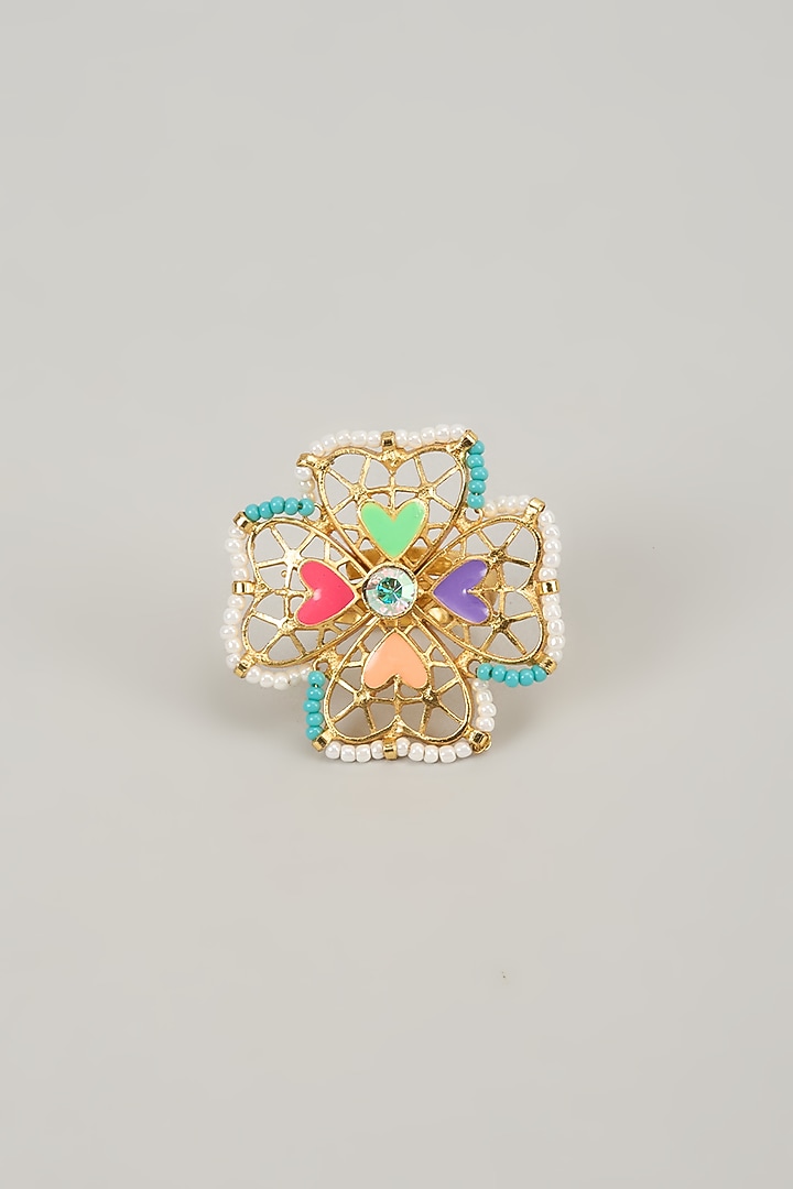 Gold Finish Swarovski Enameled Ring by Bauble Bazaar at Pernia's Pop Up Shop