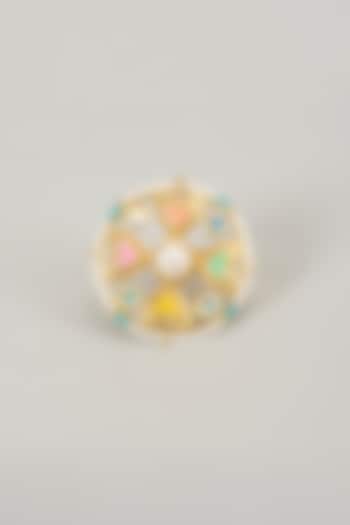 Gold Finish Swarovski Enameled Ring by Bauble Bazaar at Pernia's Pop Up Shop