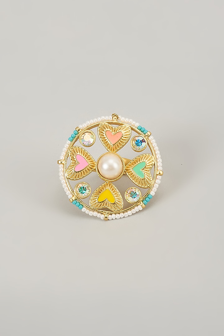 Gold Finish Swarovski Enameled Ring by Bauble Bazaar at Pernia's Pop Up Shop