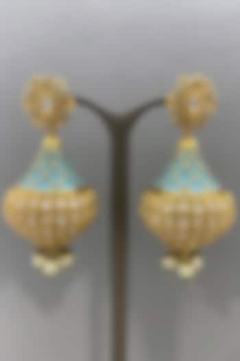 Gold Finish Enameled Earrings by Bauble Bazaar