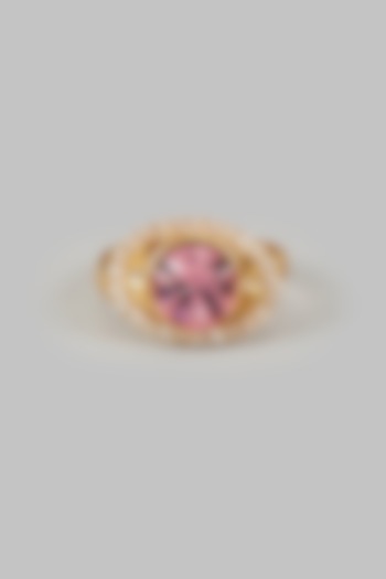 Gold Plated Rose Swarovski Crystal & Diamond Ring by Bauble Bazaar at Pernia's Pop Up Shop