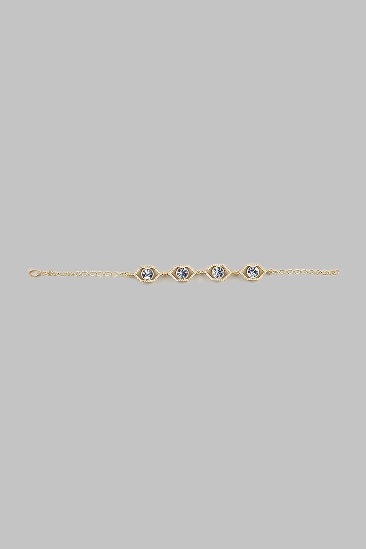 Gold Plated Sapphire Swarovski Crystal & Diamond Bracelet by Bauble Bazaar at Pernia's Pop Up Shop