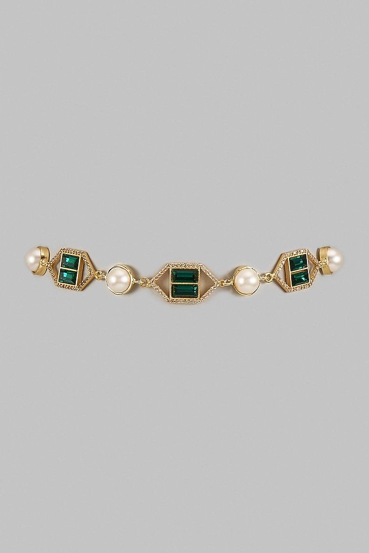 Gold Plated Emerald Swarovski Crystal & American Diamond Necklace by Bauble Bazaar at Pernia's Pop Up Shop