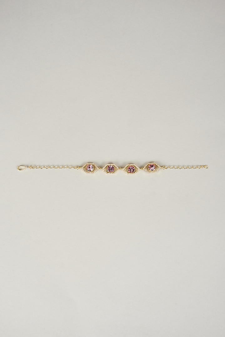 Gold Plated Rose Swarovski Crystal & White Diamond Bracelet by Bauble Bazaar at Pernia's Pop Up Shop