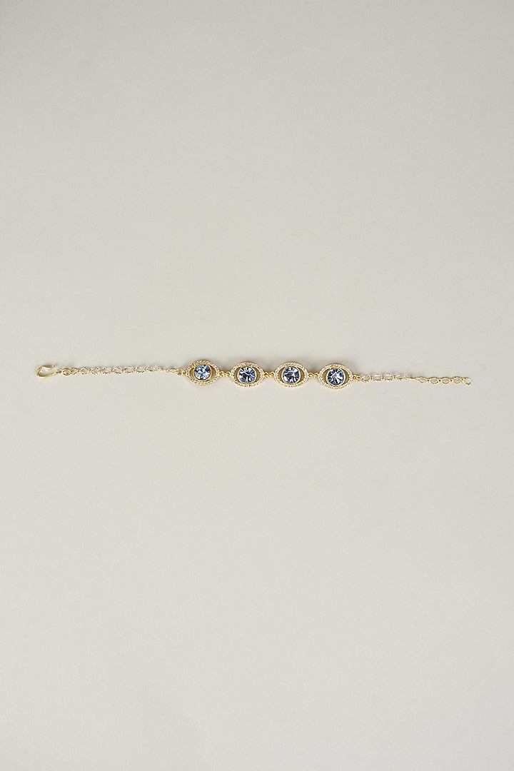 Gold Plated Sapphire Swarovski Crystal & White Diamond Bracelet by Bauble Bazaar at Pernia's Pop Up Shop