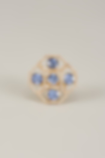 Gold Plated Sapphire Swarovski Crystal & White Diamond Ring by Bauble Bazaar at Pernia's Pop Up Shop