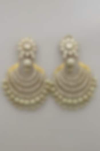 Gold Finish Kundan & Pearl Earring by Bauble Bazaar
