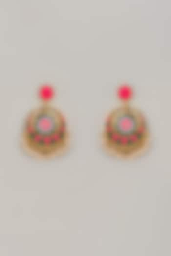 Gold Matte Finish Embellished Chandbaali Earrings by Bauble Bazaar at Pernia's Pop Up Shop