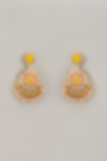 Gold Matte Finish Embellished Dangler Earrings by Bauble Bazaar at Pernia's Pop Up Shop