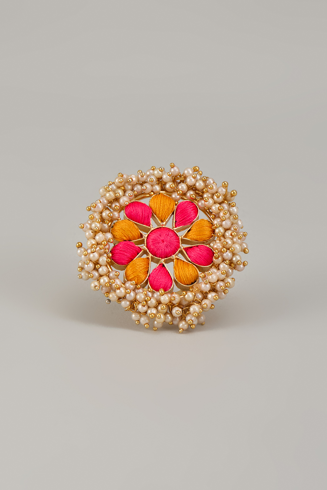 Gold Matte Finish Embellished Ring by Bauble Bazaar at Pernia's Pop Up Shop