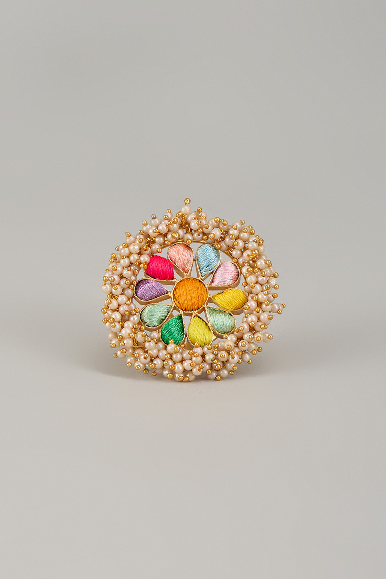 Gold Matte Finish Embellished Ring by Bauble Bazaar at Pernia's Pop Up Shop