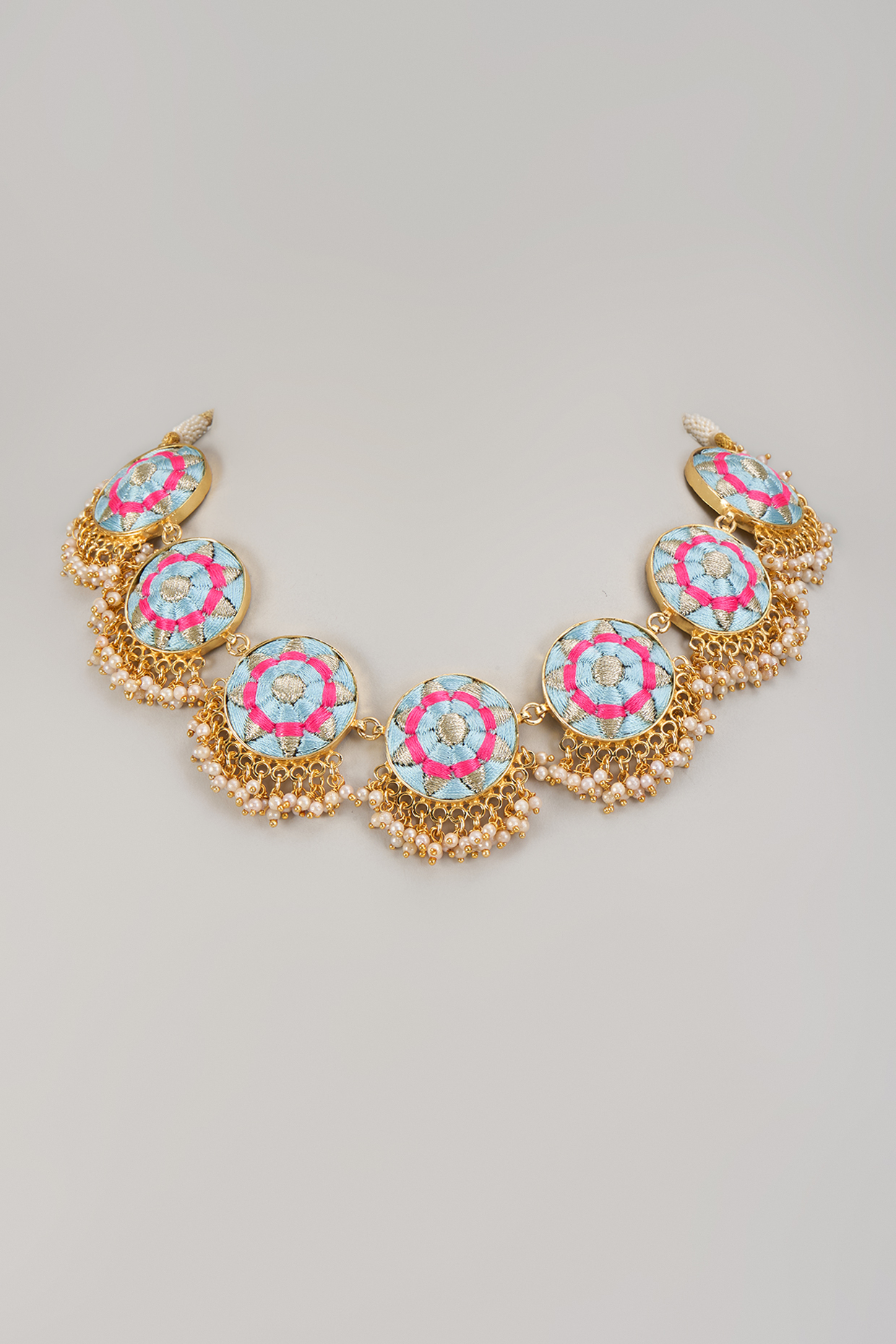 Gold Matte Finish Embellished Necklace by Bauble Bazaar at Pernia's Pop Up Shop