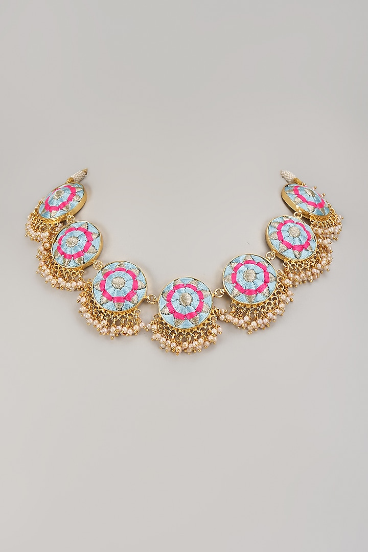 Gold Matte Finish Embellished Necklace by Bauble Bazaar