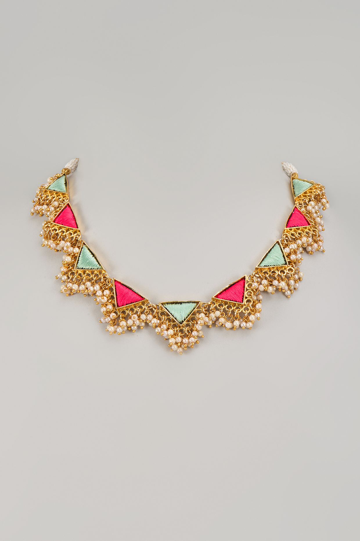 Gold Matte Finish Embellished Necklace by Bauble Bazaar at Pernia's Pop Up Shop