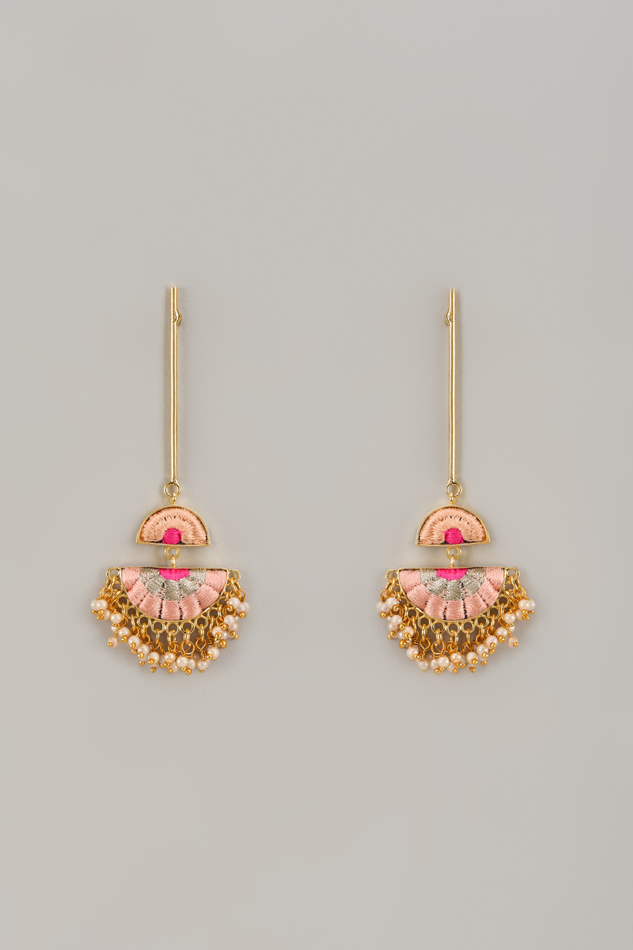 Gold Matte Finish Embellished Dangler Earrings by Bauble Bazaar at Pernia's Pop Up Shop