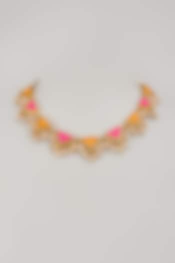 Gold Matte Finish Embellished Necklace by Bauble Bazaar at Pernia's Pop Up Shop