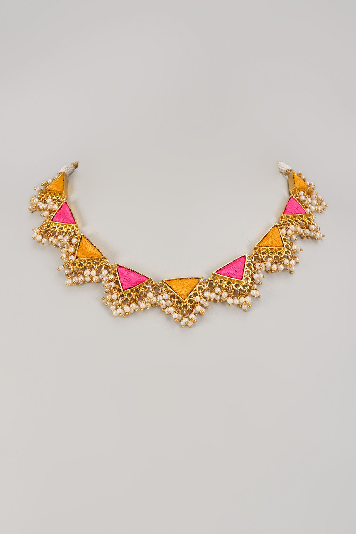Gold Matte Finish Embellished Necklace by Bauble Bazaar at Pernia's Pop Up Shop
