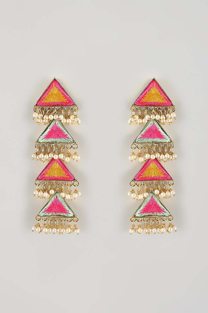 Multi-Colored Brass Threadwork Dangler Earrings by Bauble Bazaar at Pernia's Pop Up Shop