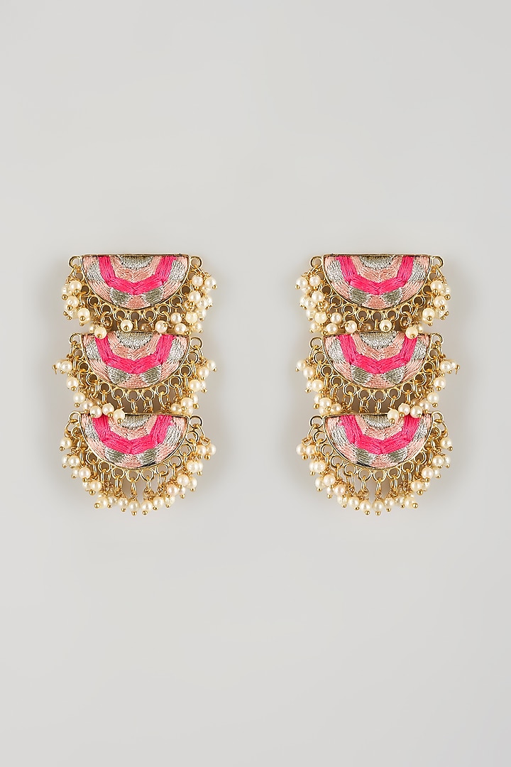 Multi-Colored Brass Threadwork Dangler Earrings by Bauble Bazaar at Pernia's Pop Up Shop