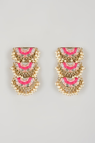 Multi-Colored Brass Threadwork Dangler Earrings by Bauble Bazaar