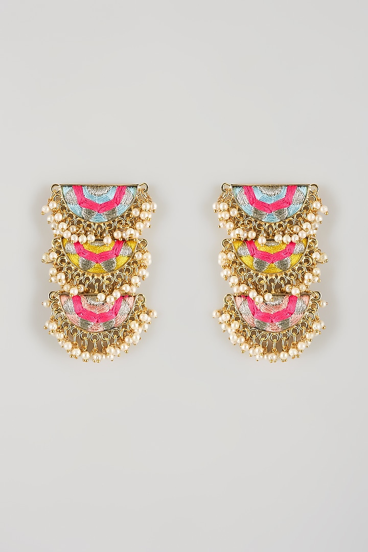 Multi-Colored Brass Threadwork Dangler Earrings by Bauble Bazaar at Pernia's Pop Up Shop