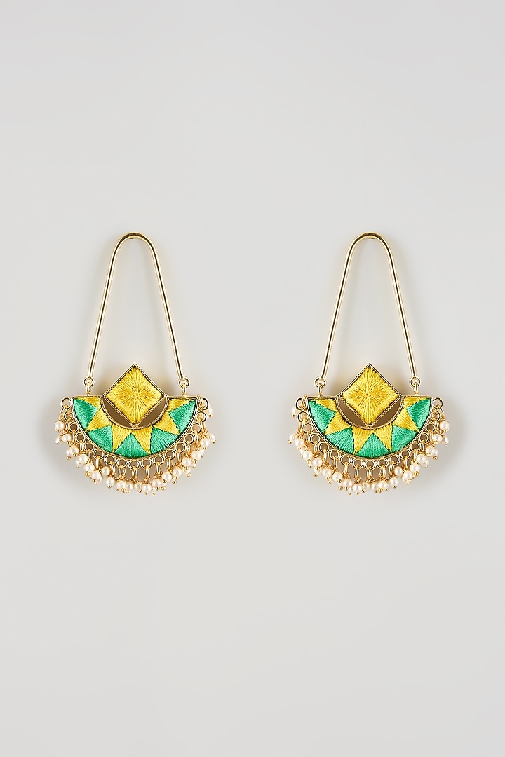 Multi-Colored Brass Threadwork Dangler Earrings by Bauble Bazaar at Pernia's Pop Up Shop