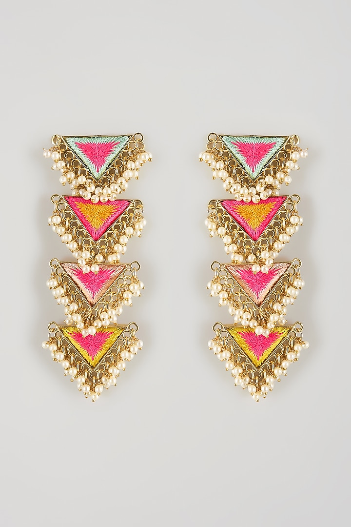 Multi-Colored Brass Threadwork Dangler Earrings by Bauble Bazaar at Pernia's Pop Up Shop