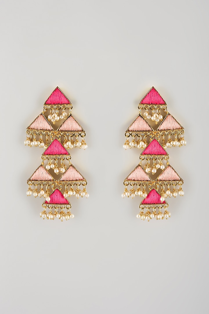 Multi-Colored Brass Threadwork Dangler Earrings by Bauble Bazaar at Pernia's Pop Up Shop
