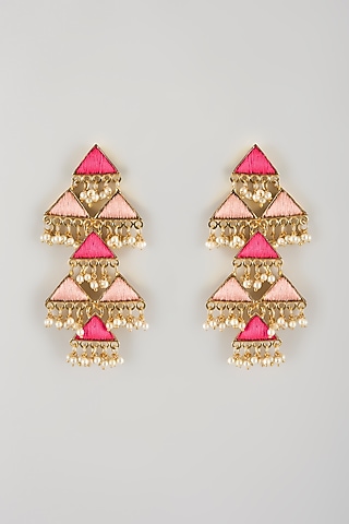 Multi-Colored Brass Threadwork Dangler Earrings by Bauble Bazaar