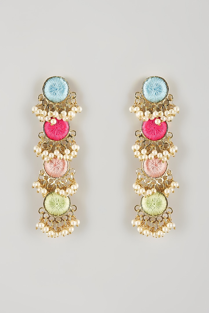 Multi-Colored Brass Threadwork Dangler Earrings by Bauble Bazaar at Pernia's Pop Up Shop