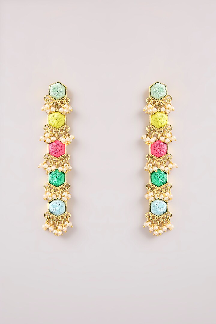 Multi-Colored Thread Work Dangler Earrings by Bauble Bazaar at Pernia's Pop Up Shop