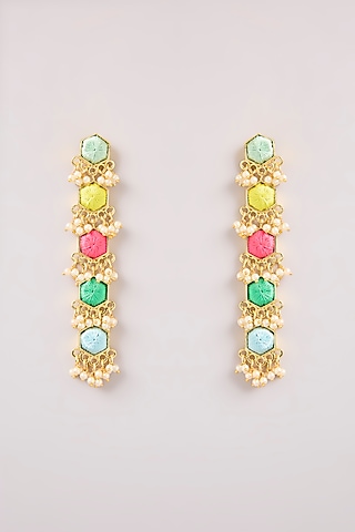 Multi-Colored Thread Work Dangler Earrings by Bauble Bazaar