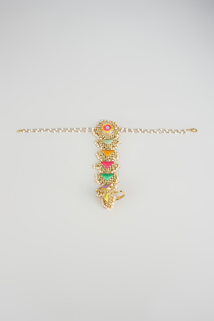 Multi-Colored Brass Threadwork Haathphool by Bauble Bazaar at Pernia's Pop Up Shop