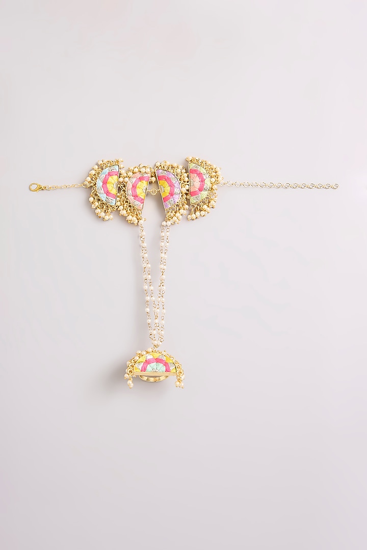 Multi-Colored Seed Pearl Haathphool by Bauble Bazaar at Pernia's Pop Up Shop