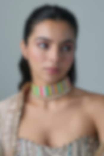 Multi-Colored Brass Threadwork Choker Necklace by Bauble Bazaar at Pernia's Pop Up Shop