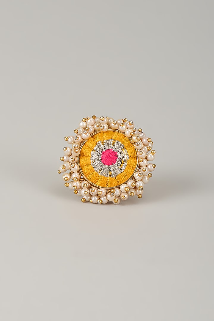 Multi-Colored Stone & Silk Thread Ring by Bauble Bazaar at Pernia's Pop Up Shop