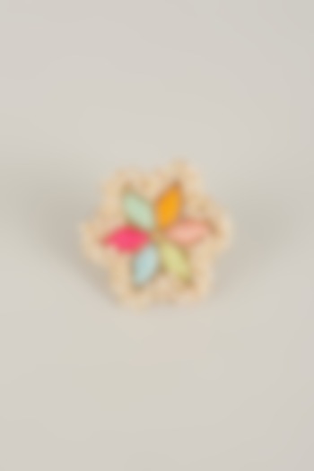 Multi-Colored Pearl Beaded Adjustable Ring by Bauble Bazaar at Pernia's Pop Up Shop
