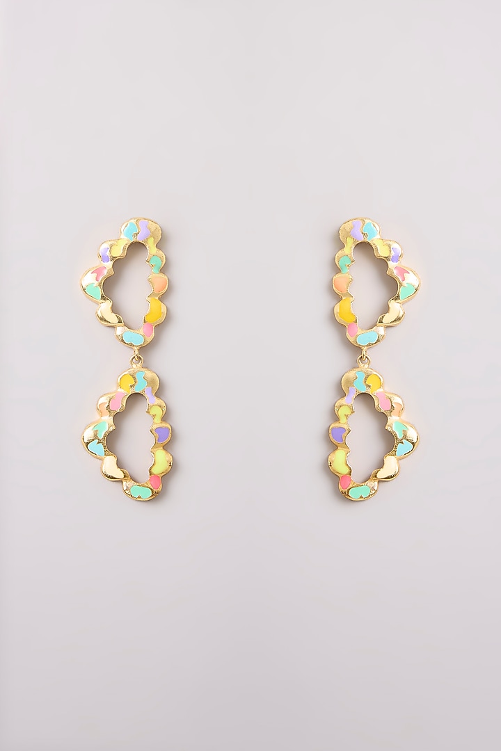 Multi-Colored Brass Dangler Earrings by Bauble Bazaar at Pernia's Pop Up Shop