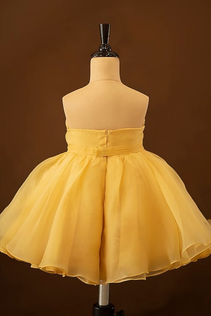 Soft Yellow Viscose Organza Dress With Hair Accessory by Ba Ba Baby clothing co. at Pernia's Pop Up Shop