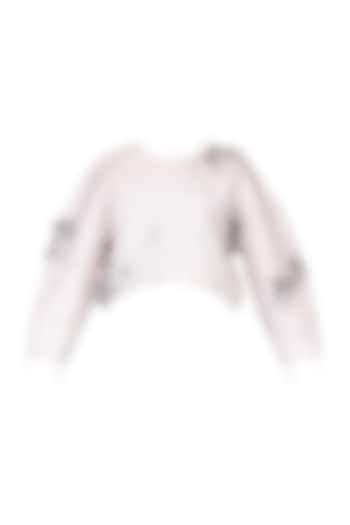 White Embroidered Drop Shoulder Sweatshirt by Bhaavya Bhatnagar
