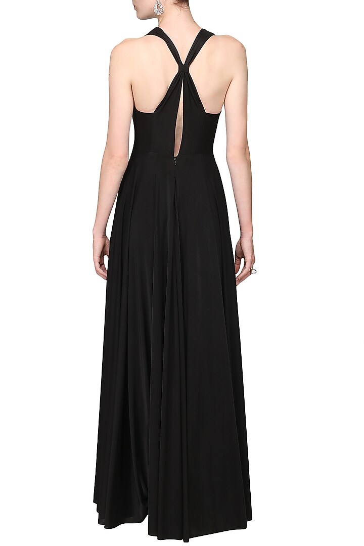 Black pleated jersey gown available only at Pernia's Pop Up Shop.