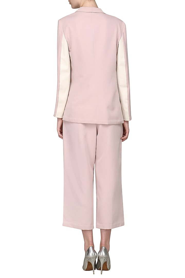 Ash pink faux leather insert blazer available only at Pernia's Pop Up Shop.