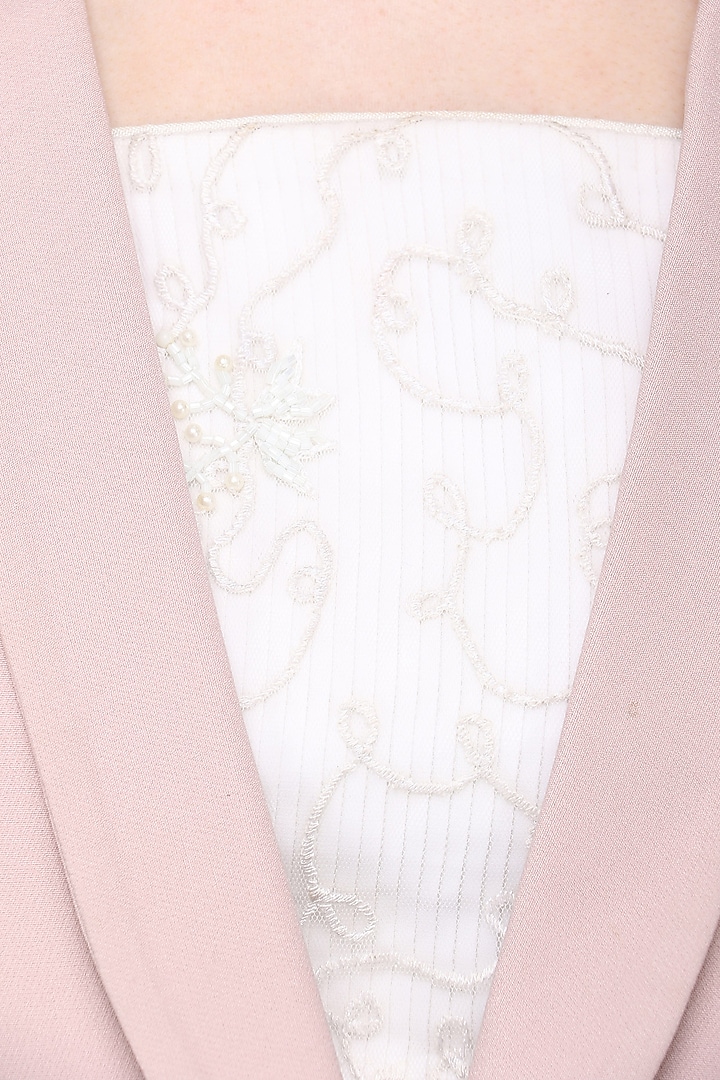 Ash pink faux leather insert blazer available only at Pernia's Pop Up Shop.