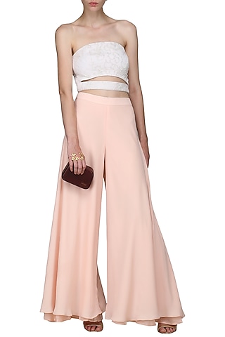 Ivory Embroidered Crop Top by Bhaavya Bhatnagar