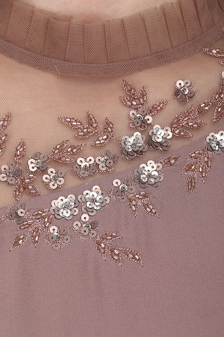 Ash pink embroidered tunic with sharara pants available only at Pernia's Pop Up Shop.